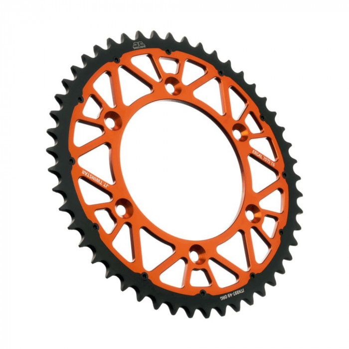 MBS Pinion spate Aluminiu + fier KTM, Twinstar, 520 Z49, portocaliu/negru, Cod Produs: JTX89749ORG