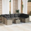 VidaXL Set de canapele pentru grădină 10 pcs Gri deschis Rattan poli 3346892