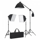 Set de iluminat: 3 lumini foto cu trepied și softbox