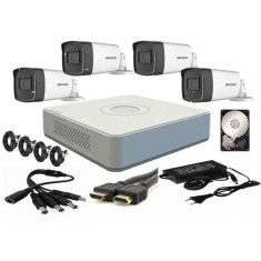 Kit supraveghere video Hikvision 4 camere 2MP FULLHD 1080p IR 40m + accesorii instalare, HDD 500GB SafetyGuard Surveillance
