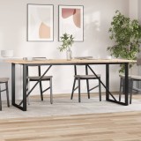 VidaXL Masă bucătărie, cadru O, 200x100x75,5cm lemn masiv pin și Oţel