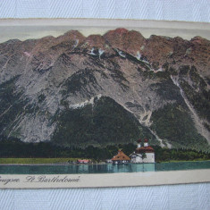 Carte postala circulata - Biserica Sf. Bartolomeu de pe lacul Konigsee, Germania