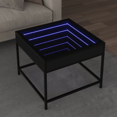 vidaXL Măsuță de cafea cu LED infinity, negru, 50x50x41 cm foto