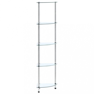 Gossi raft cu 5 niveluri transparent, 30x30x130 cm, sticla securizata foto