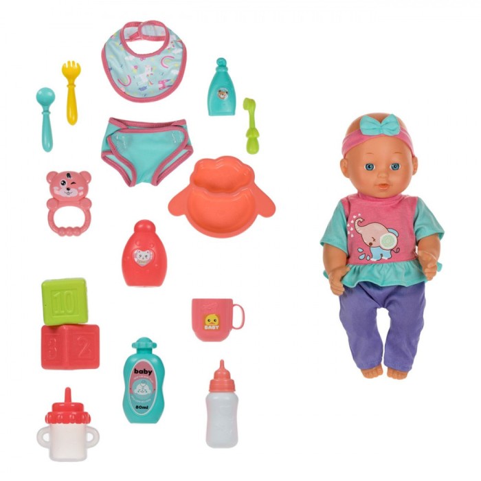 Set Păpușă Bebeluș cu Accesorii de Masă și &Icirc;ngrijire, 32 cm, Multicolor