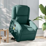 VidaXL Fotoliu electric masaj rabatabil/ridicare verde &icirc;nchis catifea