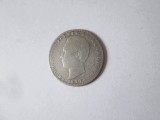 Rară! Portugalia 100 Reis 1877 argint 916 regele Luiz I