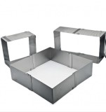 Forma Tort Reglabila Telescopica Patrat/Dreptunghi Inox 15-28cm, Inaltime 5cm, Multifunctionala: Coacere, Montaj, Feliere