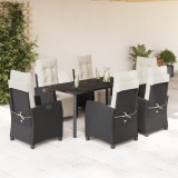 VidaXL Set mobilier de grădină cu perne, 7 piese, negru, poliratan