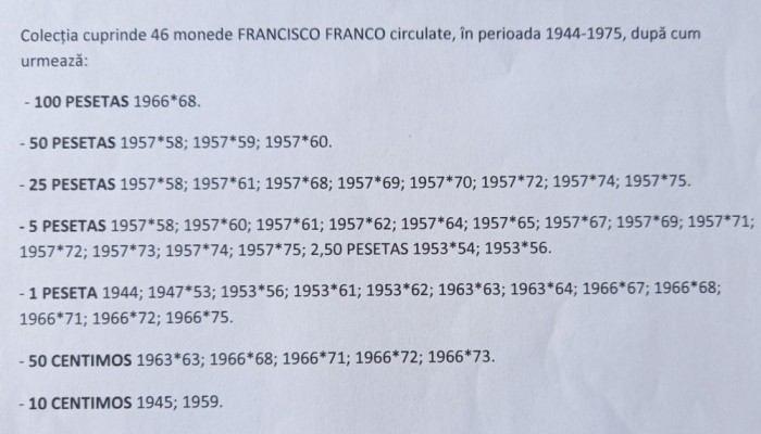 Monede Spania Francisco Franco