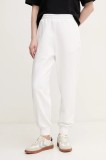 United Colors of Benetton pantaloni de trening din bumbac femei, culoarea alb, neted, 3UNIDF01A