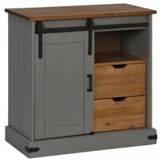 Comoda HALDEN cu usa glisanta gri 80x40x80 cm lemn masiv foto