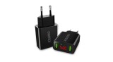 CHOETECH C0028 &Icirc;ncărcător de perete cu 2 porturi USB QC negru