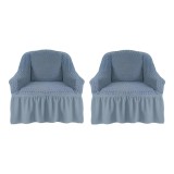Set 2 Huse Fotoliu Elastice cu Volane, Gri - HEP68