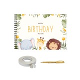 Album foto / GuestBook/ Scrapbooking pentru aniversare copii, La multi ani, pagini negre, A4 landscape, 25 pag, Animale Jungle, accesoriu nunta