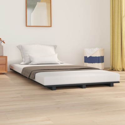 vidaXL Cadru de pat, gri, 100x200 cm, lemn masiv de pin 824555 foto