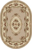 Cumpara ieftin Covor Oval Model Lotos 575-110, Marime 60 x 110 cm, Bej, Inaltime Fir 8 mm, Antialergic, Polipropilena, Living, Dormitor, Sufragerie, Birou