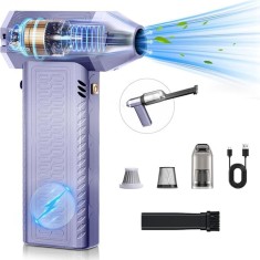 Suflanta Aer si Aspirator Fara Fir Turbo Fan, 2 in 1, portabila, 200W, 130000 RPM, Baterie 8000 mAh, pentru Indepartare Praf PC, Tastatura, Monitor, T