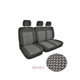 Huse Auto Textil 2+1 Premium Scaun Sofer si Bancheta Stanga, Negru cu Model geometric alb + negru cod 105