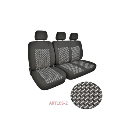 Huse Auto Textil 2+1 Premium Scaun Sofer si Bancheta Stanga, Negru cu Model geometric alb + negru cod 105 foto