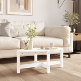 Masuta cafea vidaXL lemn masiv pin, 87x48x35 cm, alb - Sufragerie, blat practic, cadru stabil