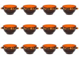Set boluri supa, 12 piese, 650 ml, Ceramica, Maro Inchis