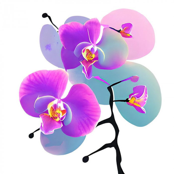 Sticker decorativ Floare Orhidee, Mov, 69 cm, 7925ST