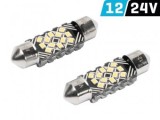 Set 2 Becuri LED Festoon SV8.5 36mm, 12/24V, 6500K, Alb, Canbus, 250 lumeni, Auto