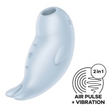 Vibrator Clitoris Seal You Soon, 11 Viteze Suctiune, 12 Moduri Vibratii, Silicon, USB, Albastru Deschis