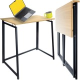 Birou pliabil cadru metalic, Ruhhy stil industrial, MDF, usor de asamblat, 80x40x75cm, maro_negru