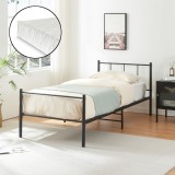 Pat metalic Viena cu saltea 90 x 200 cm negru [en.casa] HausGarden Leisure