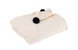 Cumpara ieftin Patura flanel crem cu 8 ciucuri negri 130 x 160 cm
