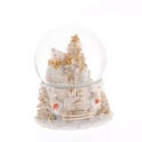 Decoratiune glob cu ursulet si brad 9.5 cm