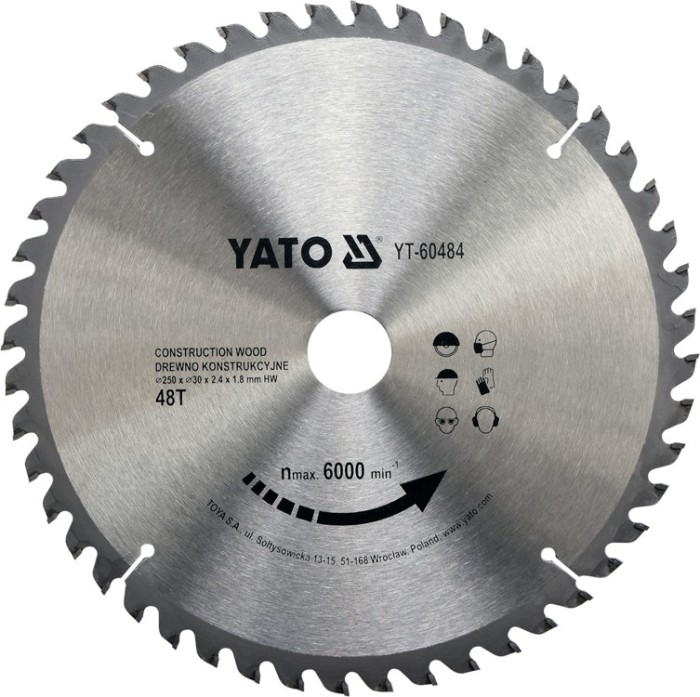 YATO Disc circular pentru lemn 250 x 30 x 2.4 T48