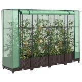 VidaXL Strat &icirc;nălțat cu husă de seră, aspect ratan, 160x40x123 cm