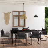 VidaXL Set de servit masa pentru grădină, 7 piese, negru