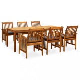 vidaXL Set mobilier de grădină cu perne, 7 piese, lemn masiv acacia