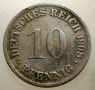 1.153 GERMANIA 10 PFENNIG 1908 D foto
