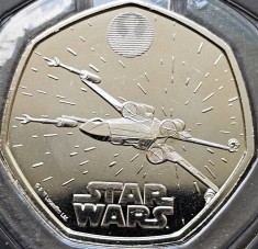 50 pence 2024 Marea Britanie, X-Wing, Star Wars, Brilliant unc, Coincard foto