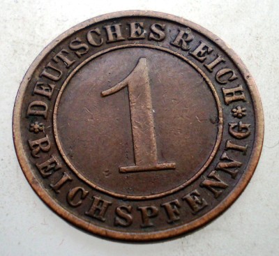 B.212 GERMANIA WEIMAR 1 REICHSPFENNIG 1934 A foto