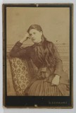 STUDIO S. SCHWARZ , BUCURESTI , TANARA CU ROCHIE NEAGRA , PE FOTOLIU , FOTO CABINET , SFARSIT DE SECOL 19