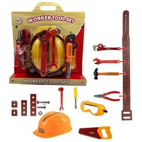 Set de joaca unelte pentru copii cu casca si accesorii