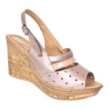 Sandale dama din piele naturala cu platforme de 8.5 cm Nude BVS46NUDL