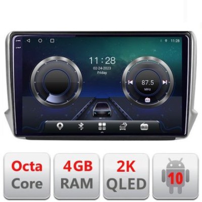 Navigatie Peugeot 208 2008 C-PSA Android Octa Core Ecran 2K QLED GPS 4G 4+32GB 360 KIT-PSA+EDT-E410-2K CarStore Technology foto