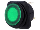 Rocker SPST ON-OFF 10A/250VAC 25A/12VDC Verde IP65 cu LED