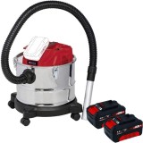 Einhell TE-AV 18/15 Li C PXC + Twinpack - Aspirator pentru cenusa 100 mbar + Set 2 acumulatori Li-Ion 18 V 4 Ah