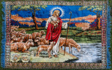 Isus, păstorul cel bun - carpeta persana originala vintage 190 x 115 cm