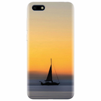 Husa silicon pentru Huawei Y5 2018, Wind Sail Boat Ocean Sunset foto