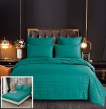 Lenjerie Pat Damasc Verde, 6 Piese, Cu Elastic 180x200 cm. Bumbac