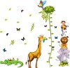 Sticker Copii Inaltime, Animale, Fluturi 250x170 cm - Decor Camera Copilului, Girafa, Elefant, Maimuta, Autocolant Perete